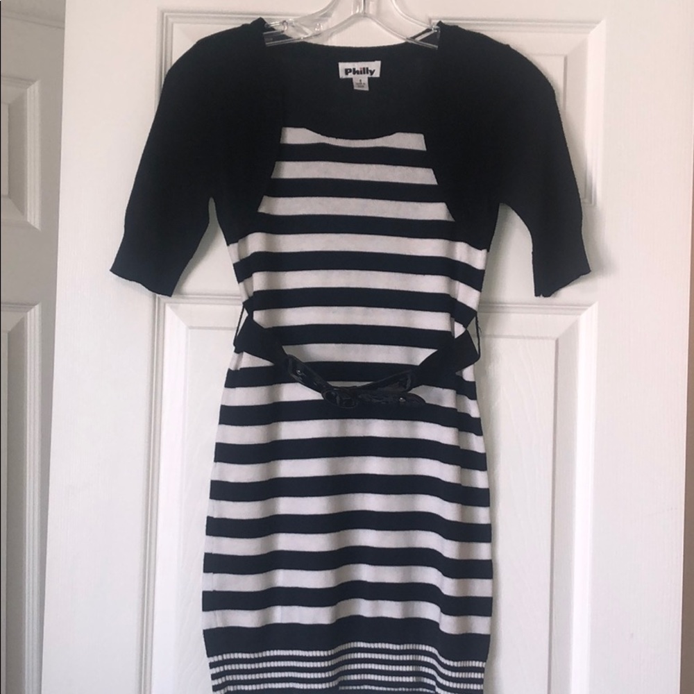 Kids striped dress with belt